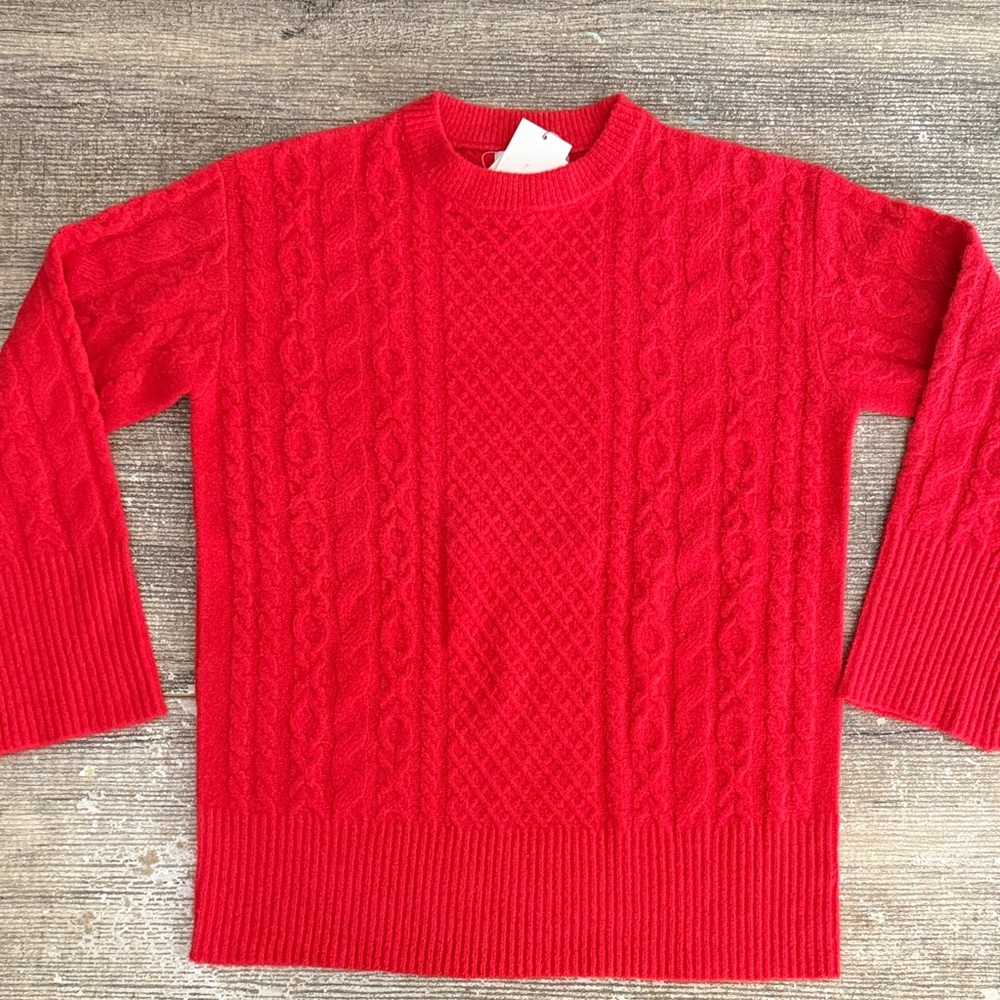 NWT Target a new day cable knit red crewneck sweater